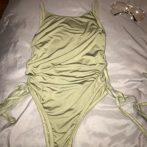 Army green one piece swim